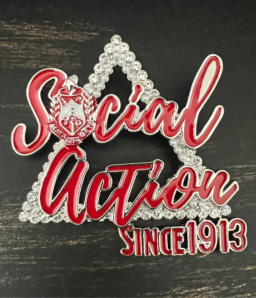 Social Action Bling and Pearls Brooch Pin